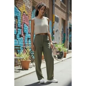 Jeanne Pierre 100% Cotton Knit Cropped Beige Layering Sweater Tank Capsule Sz S